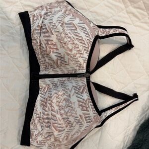 Women's Black and Pink Patterned Sports Bra
